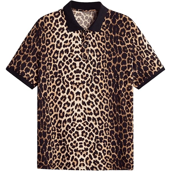 DSDZ Mens Leopard Print Fashion Short Sleeve Large Size